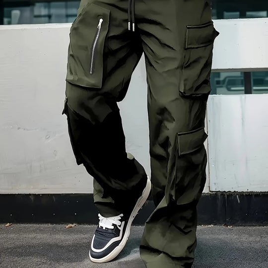 Herren Multifunktionale Cargohose mit großen Klapp‑ und Reißverschlusstaschen sowie Kordelzug Nord Taschen