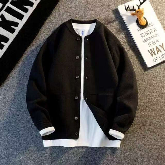 Unisex Feinstrick-Cardigan mit Rundhals, aufgesetzten Taschen und Rippbündchen Nord Taschen