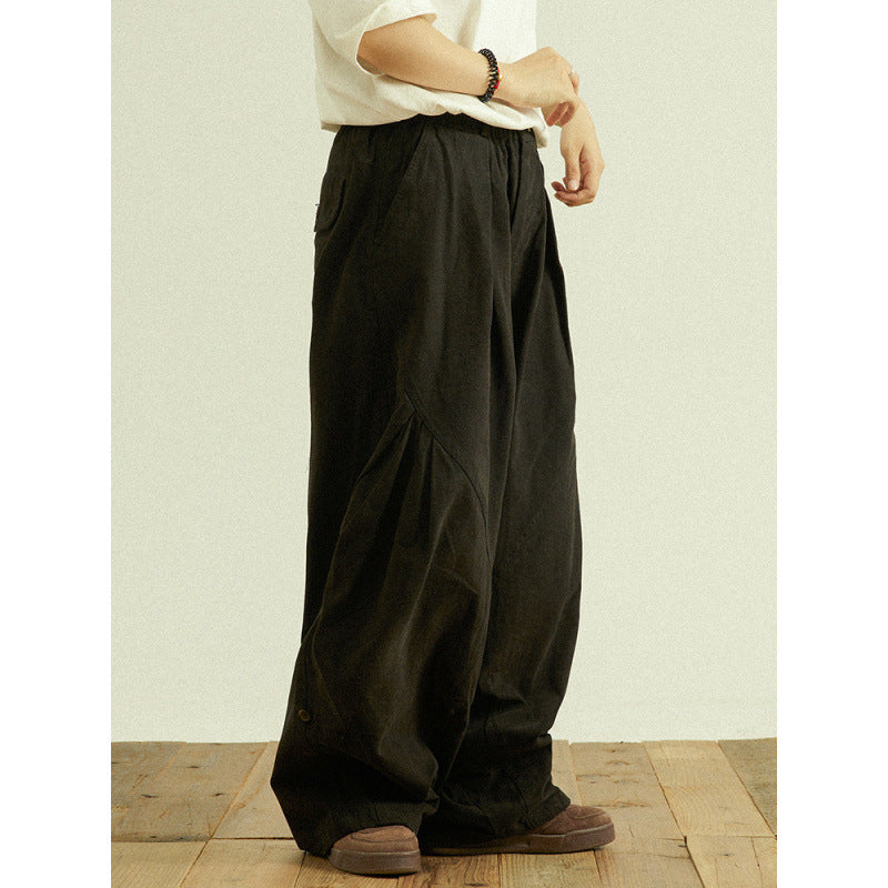 Herren Weite Baggy-Cargo-Hose mit Faltendetails und elastischem Bund Nord Taschen