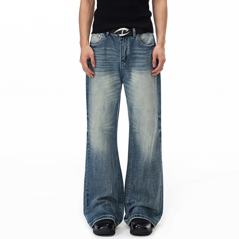 Herren Weitgeschnittene Schlagjeans im Vintage‑Flair mit tiefer Bundlinie und natürlichen Fade-Details Nord Taschen