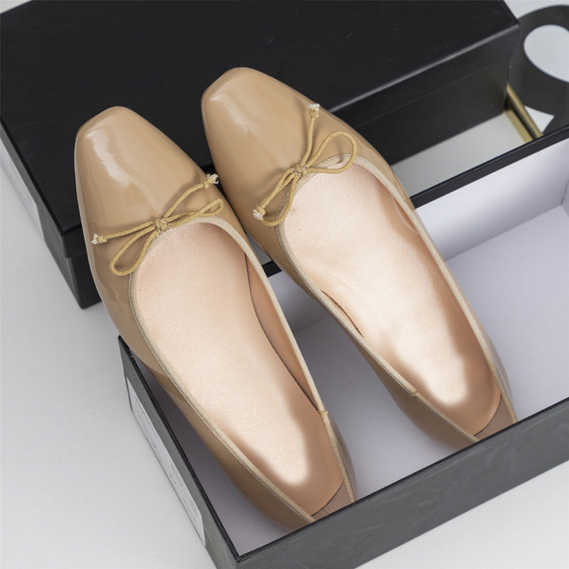 Damen elegante Ballerinas mit feinem Lackleder-Obermaterial und modischem Schleifen-Detail Nord Taschen