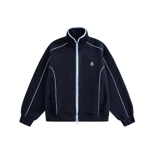 Damen Oversize-Sweatjacke mit Stehkragen und Zwei-Wege-Reißverschluss Nord Taschen