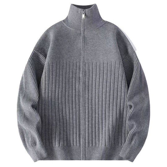 Herren Strukturierter Strickpullover mit halbem Reißverschluss und Rippenstruktur Nord Taschen
