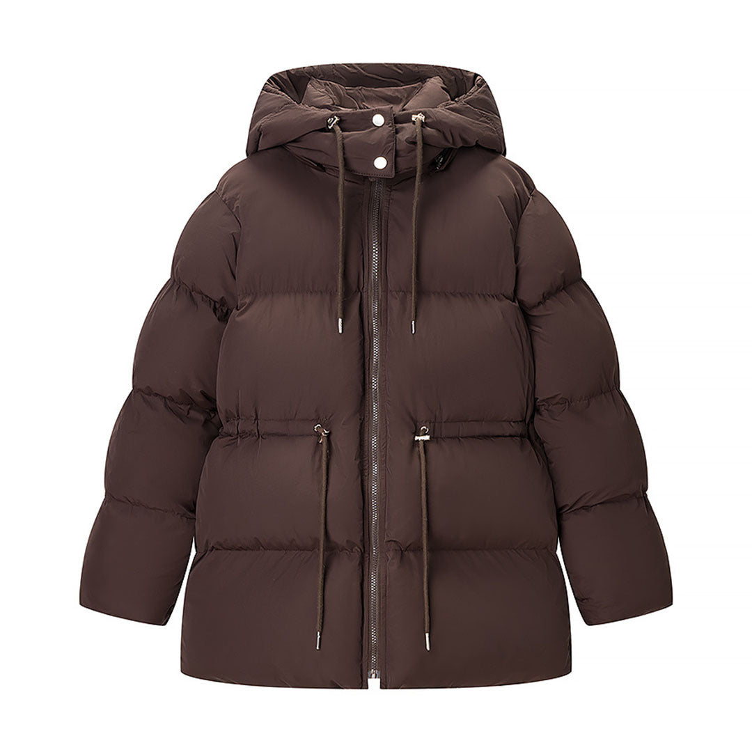 Damen Wattierte Pufferjacke mit Kapuze, taillierbarem Kordelzug und Zwei-Wege-Reißverschluss Nord Taschen