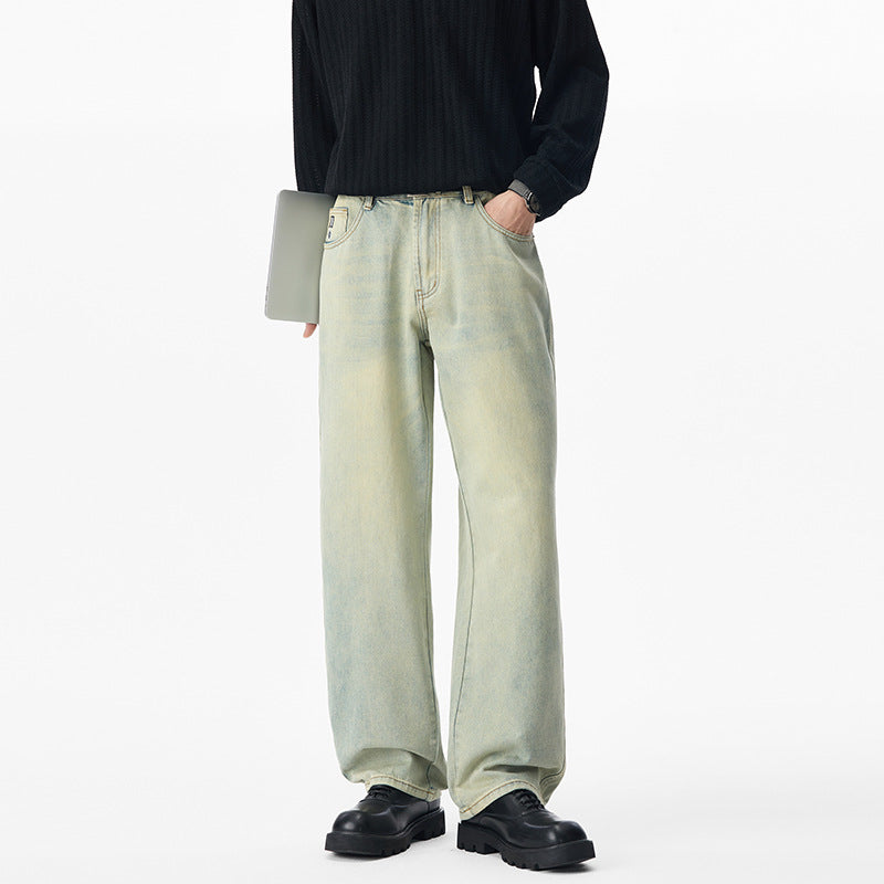 Herren Locker geschnittene Denim-Jeans mit weitem Bein und soften Vintage-Fade Nord Taschen