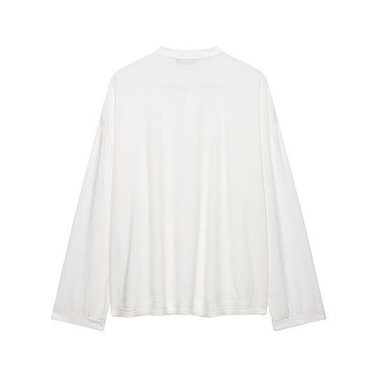 Damen Oversize Tunika‑Bluse im asiatisch inspirierten Stil mit Stehkragen und Zierknotenverschlüssen Nord Taschen