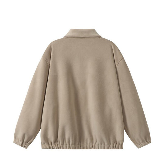 Unisex Fleece‑Blousonjacke im Boxy‑Cut mit Hemdkragen, durchgehendem Reißverschluss und elastischem Saum Nord Taschen
