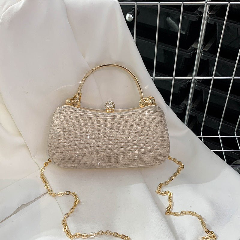 Damen Clutch mit funkelndem Glitzer und elegantem Goldrahmen Nord Taschen