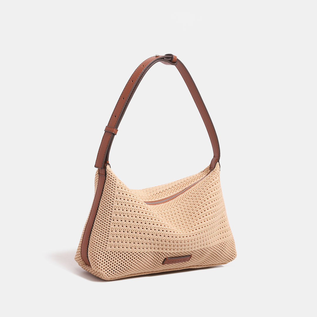 Damen Hobo-Tasche aus handgewebtem Material mit eleganten Lederakzenten Nord Taschen