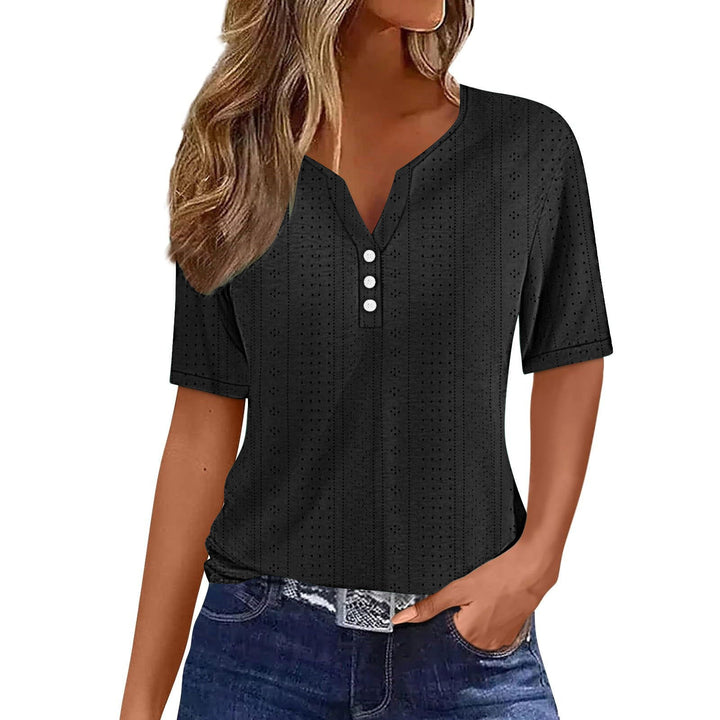 Damen Komfortables Kurzarmshirt mit Knopfdetails