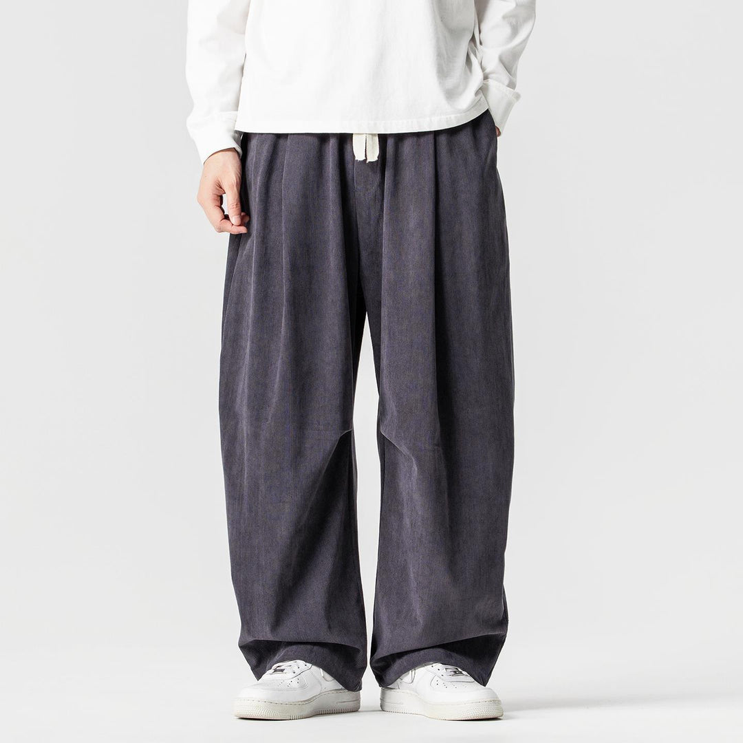 Herren Weit geschnittene Cordhose mit Bundfalten, Tunnelzug und lässiger Baggy‑Silhouette Nord Taschen