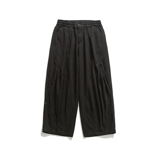 Damen weite Utility-Cargohose mit Gummibund und dekorativen Falten Nord Taschen