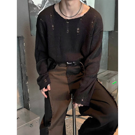 Herren Lässiger, oversized Strickpullover mit Distressed-Details Nord Taschen