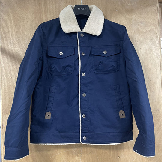 Herren Utility-Arbeitsjacke aus Canvas mit Kunstfellkragen und gesteppter Innenfütterung Nord Taschen