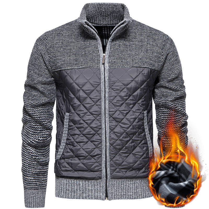 Herren Gestepptes Hybrid-Strickjacke mit Stehkragen und durchgehendem Reißverschluss Nord Taschen