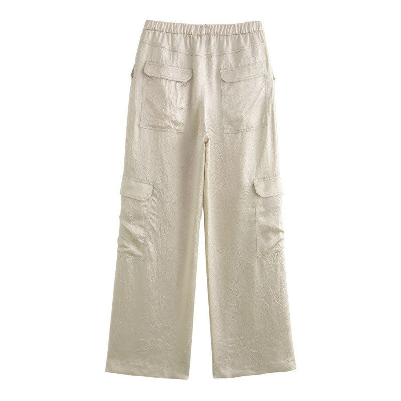 Damen Weite Cargo-Hose mit elastischem Bund und aufgesetzten Klappentaschen Nord Taschen