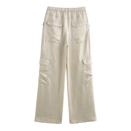 Damen Weite Cargo-Hose mit elastischem Bund und aufgesetzten Klappentaschen Nord Taschen