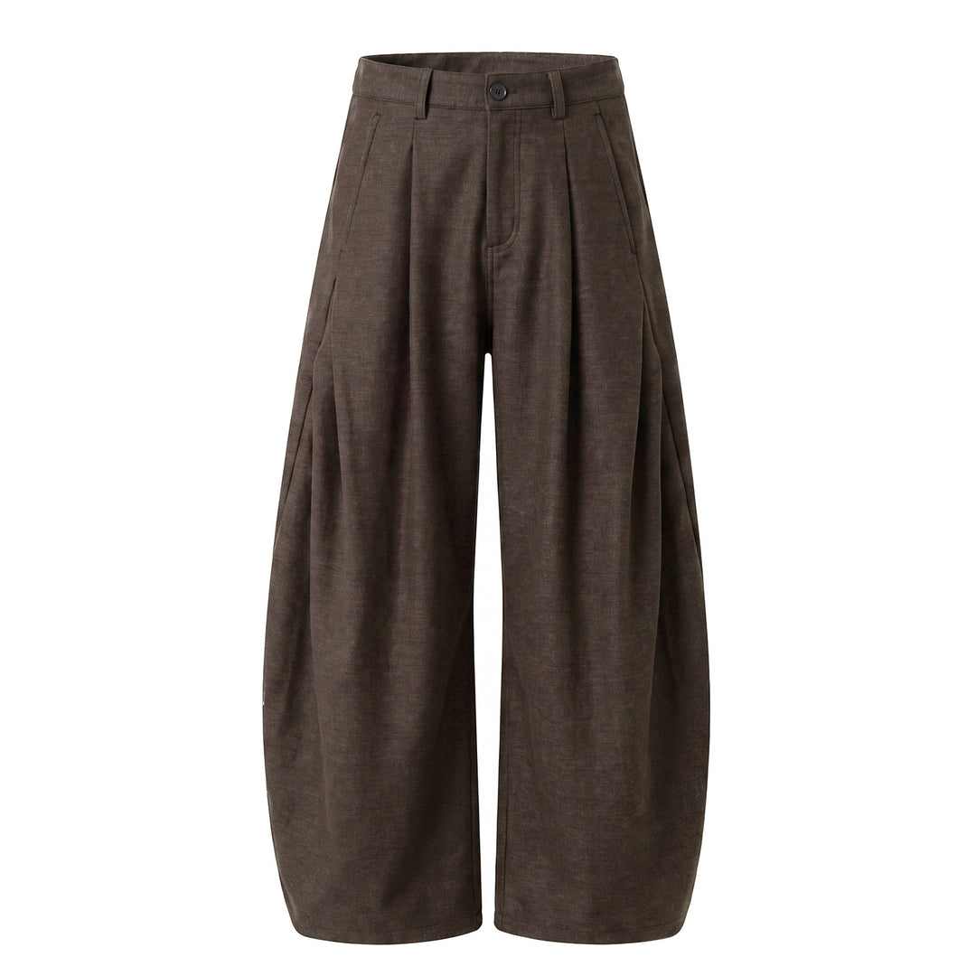 Damen Weite Culotte-Hose mit ballonförmigem Bein, hoher Taille und Kellerfalten Nord Taschen