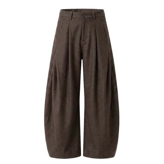 Damen Weite Culotte-Hose mit ballonförmigem Bein, hoher Taille und Kellerfalten Nord Taschen