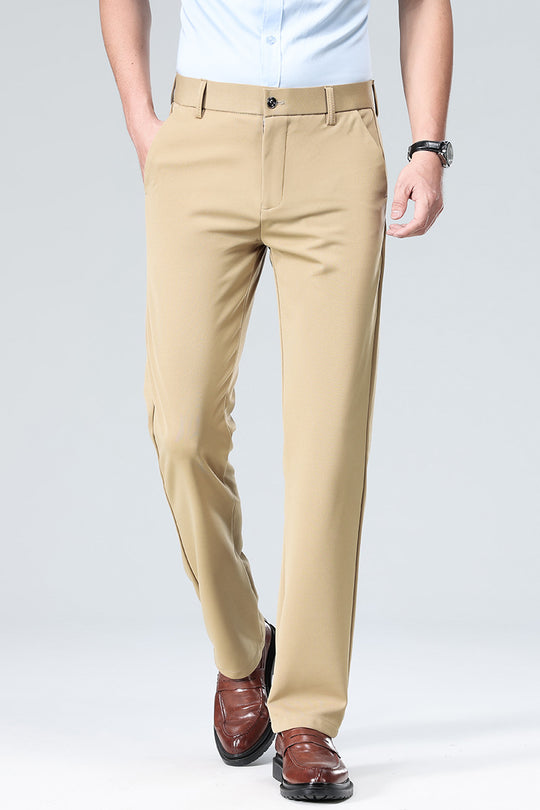 Herren Elegante gerade geschnittene Stretch-Businesshose mit Bügelfalte Nord Taschen