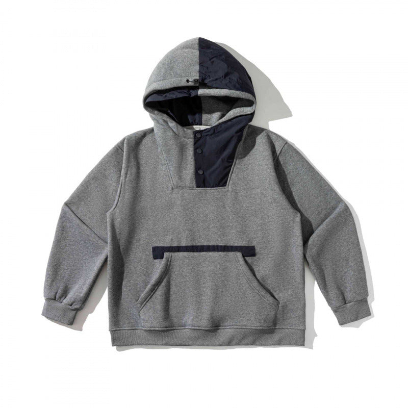 Unisex Oversize-Kapuzenpullover mit Kontrast‑Einsatz, Druckknopfleiste und Kängurutasche Nord Taschen