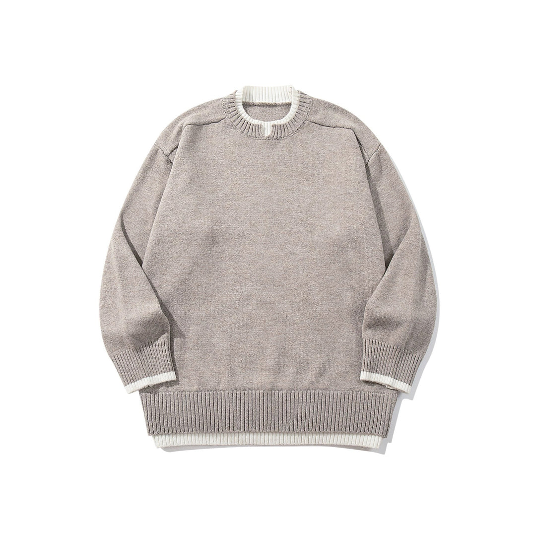 Damen Oversize‑Strickpullover mit kontrastiertem Rippkragen und verlängertem Bund Nord Taschen