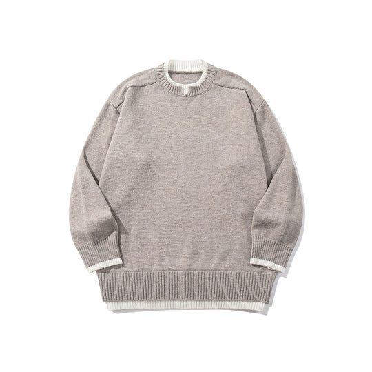 Damen Oversize‑Strickpullover mit kontrastiertem Rippkragen und verlängertem Bund Nord Taschen