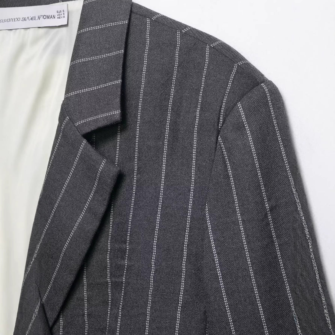 Damen Hochtaillierte Marlenehose mit Nadelstreifen, Bügelfalten und weitem Bein Nord Taschen