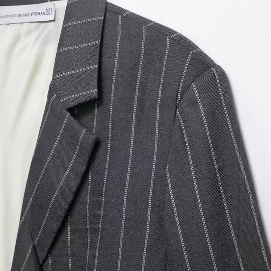 Damen Hochtaillierte Marlenehose mit Nadelstreifen, Bügelfalten und weitem Bein Nord Taschen