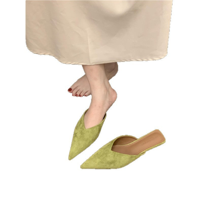 Damen spitze Mules aus weichem Veloursleder
