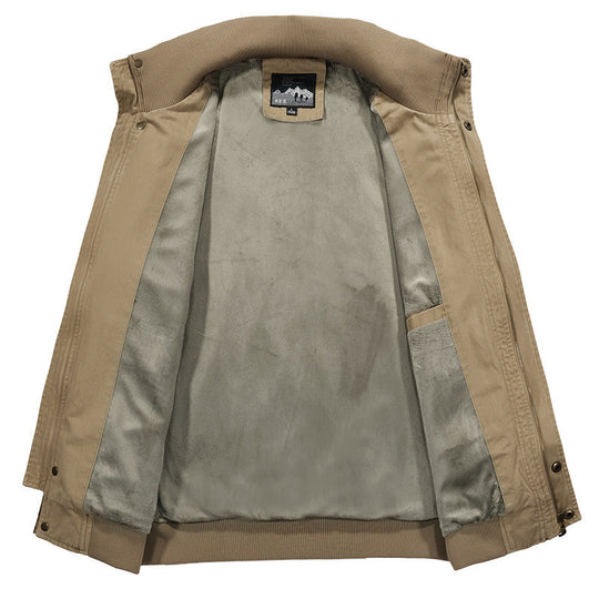 Herren robuste Canvas‑Field‑Bomberjacke mit Stehkragen, Schulterklappen und Mehrfach‑Taschen Nord Taschen