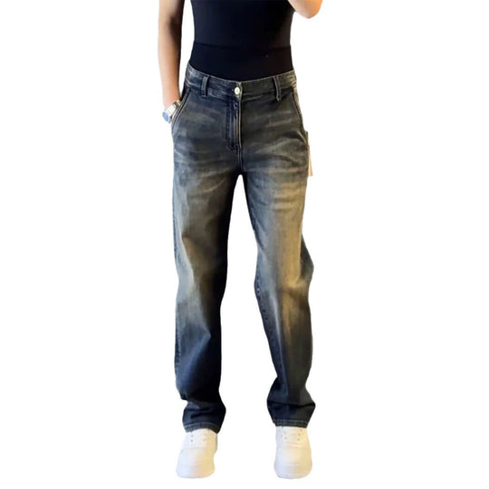 Damen Modische Hohe Taille Jeans Nord Taschen