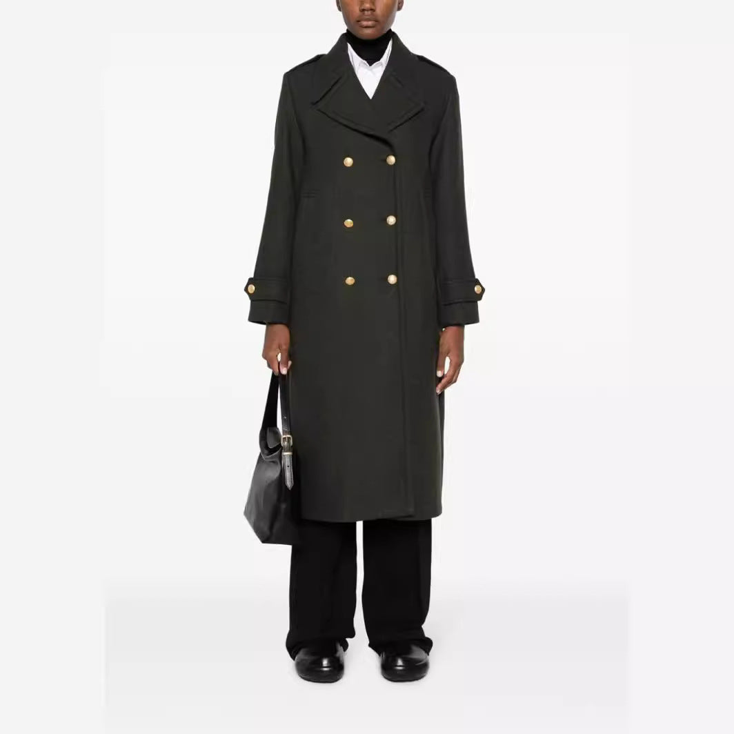 Damen Doppelreihiger Oversize-Wollmix-Mantel mit markantem Revers und verstellbaren Manschetten Nord Taschen