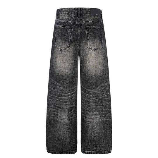 Damen Hochgeschnittene weite Palazzo-Jeans mit Used-Effekt Nord Taschen