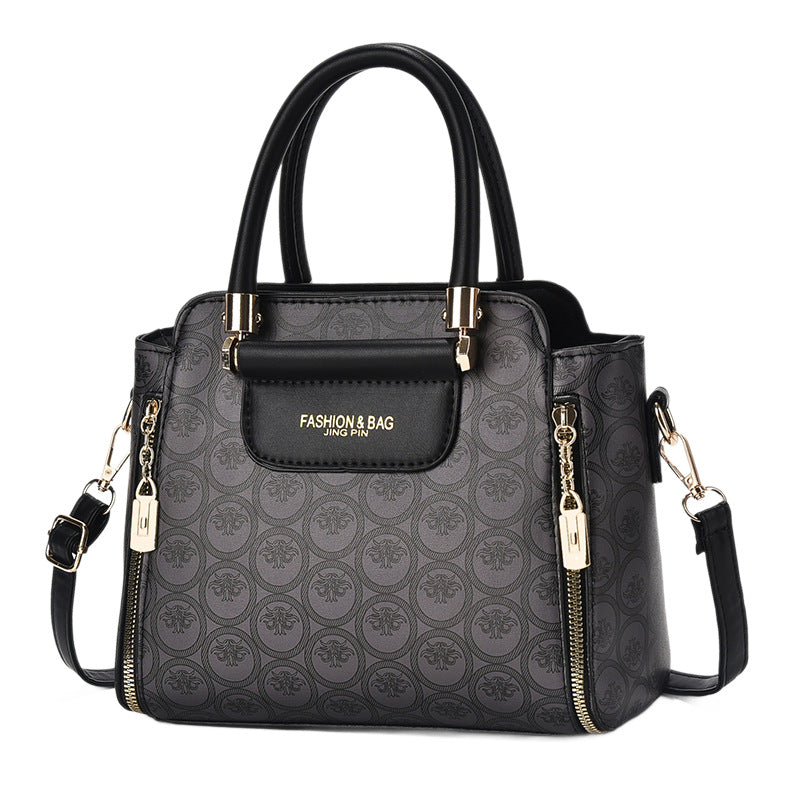 Damen strukturierte Handtasche mit elegantem Zipper und abnehmbarem Schulterriemen Nord Taschen