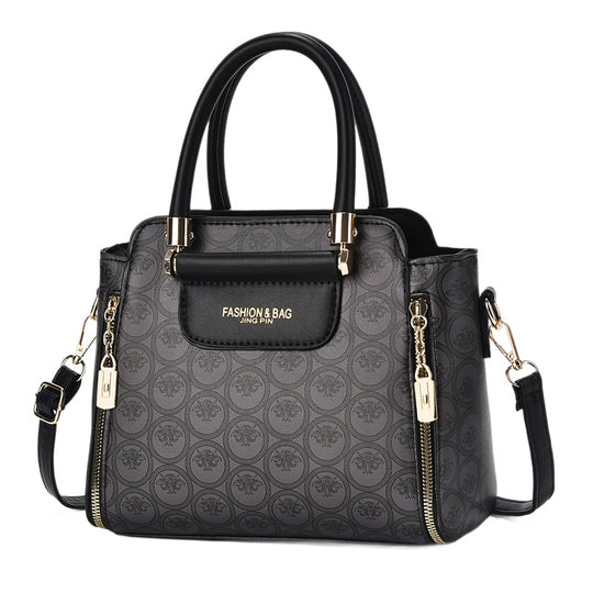 Damen strukturierte Handtasche mit elegantem Zipper und abnehmbarem Schulterriemen Nord Taschen