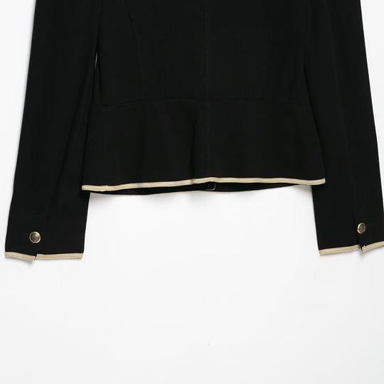 Damen Cropped Kurzblazer mit Stehkragen, Zierpaspel und Medaillonknöpfen Nord Taschen