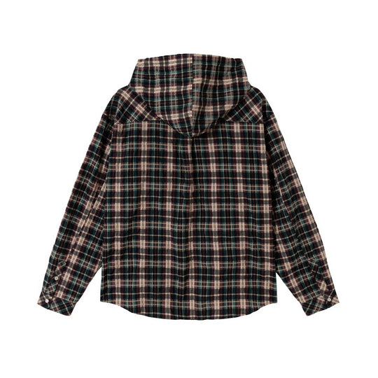 Unisex Kapuzen-Flanellhemd im Oversize-Karo mit Brusttaschen Nord Taschen