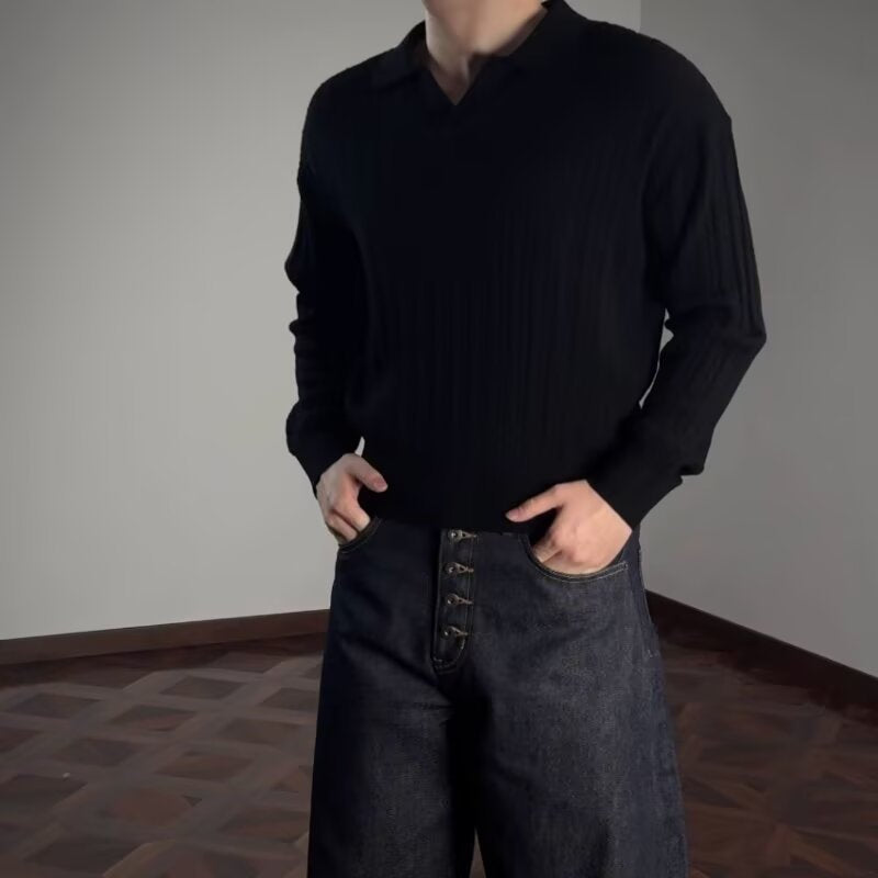 Herren Modischer Strickpullover mit V-Ausschnitt Nord Taschen