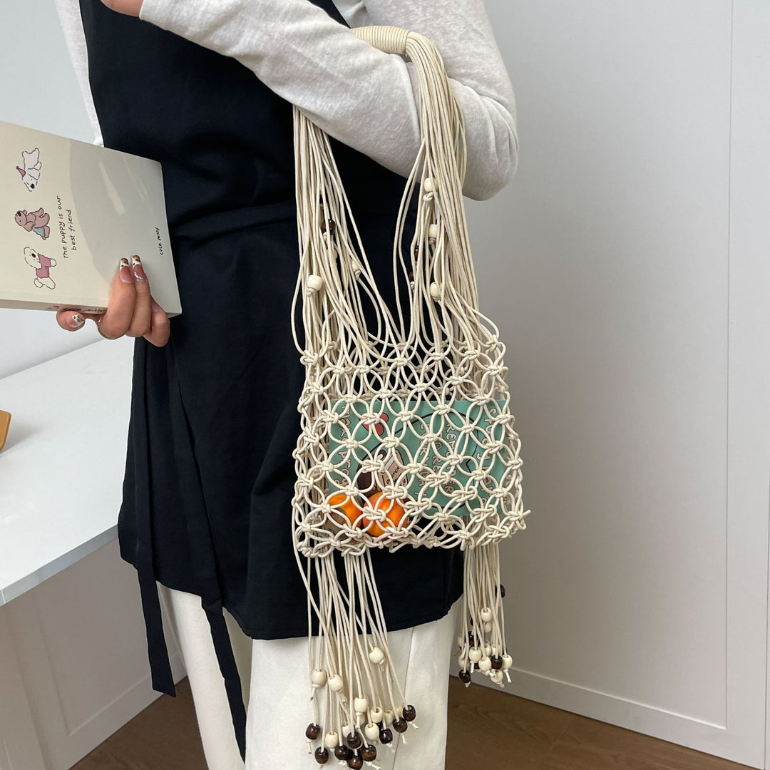 Damen gehäkelte Tragetasche mit modischen Perlen und einzigartigem Design Nord Taschen
