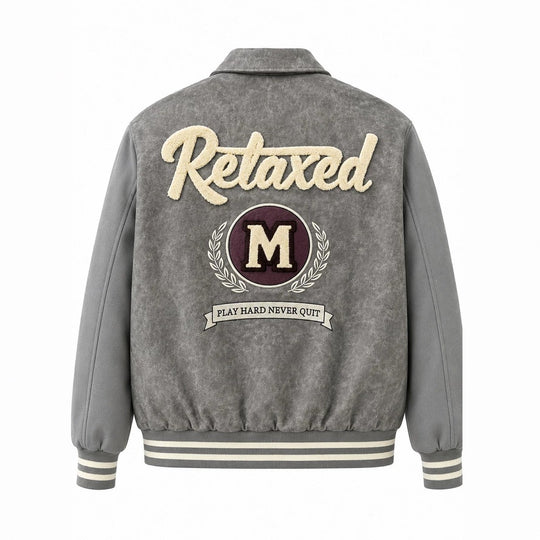 Herren Varsity-Bomberjacke im Vintage-Lederlook mit Chenille-Emblem Nord Taschen