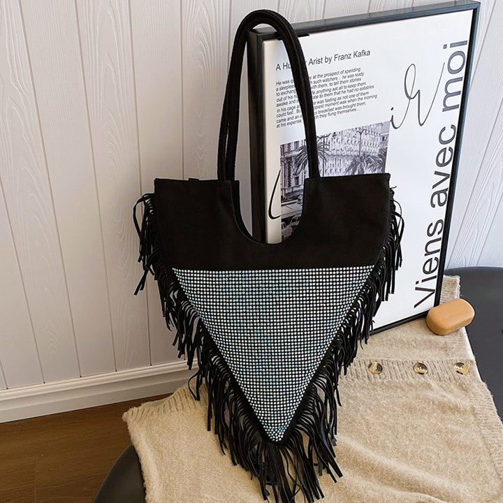 Damen modische Fransen-Handtasche mit Strassbesatz Nord Taschen