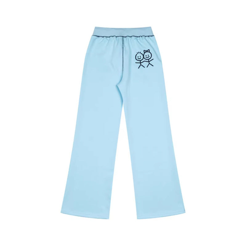Damen Weite Lounge-Hose mit hohem Bund, Kordelzug und Kontrastnaht Nord Taschen
