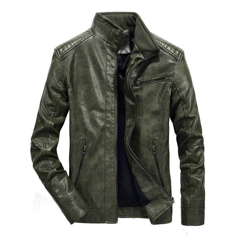 Herren schmal geschnittenes Kunstleder-Blouson mit hochschließendem Stehkragen und Schultersteppung Nord Taschen