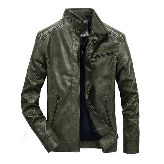 Herren schmal geschnittenes Kunstleder-Blouson mit hochschließendem Stehkragen und Schultersteppung Nord Taschen