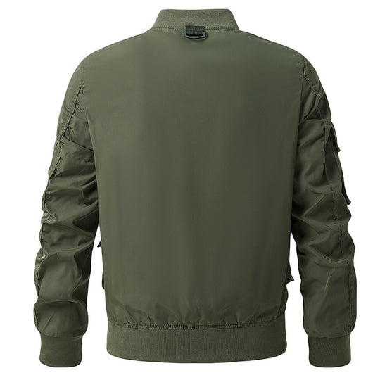 Herren  leichte Multitaschen-Bomberjacke im Pilotstil mit taktischen Schnallen, wasserabweisendem Nylon und elastischem Bund Nord Taschen