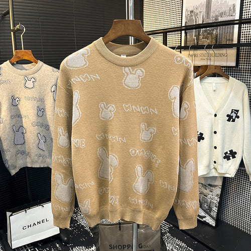 Unisex Feinstrick-Pullover mit dezentem Jacquard-Hasenrelief und Rundhalsausschnitt Nord Taschen