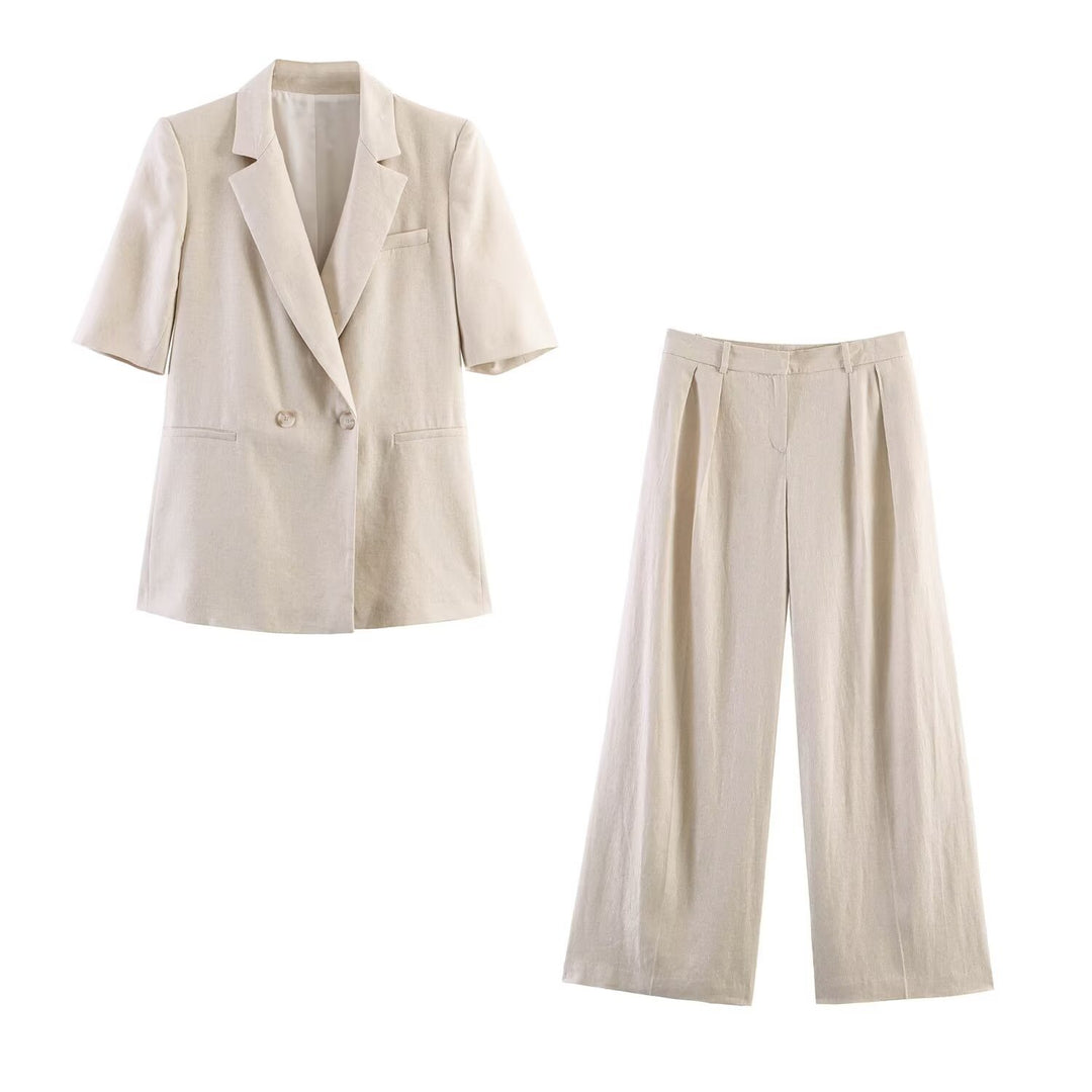 Damen Weite Leinenhose mit Bundfalten und weitem Palazzoschnitt Nord Taschen