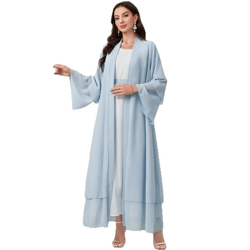 Damen Elegante lange Kimono-Jacke aus fließendem Stoff mit weitem Schnitt