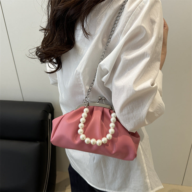 Damen-Handtasche mit eleganter Perlenkette und raffiniertem Rüschendesign Nord Taschen